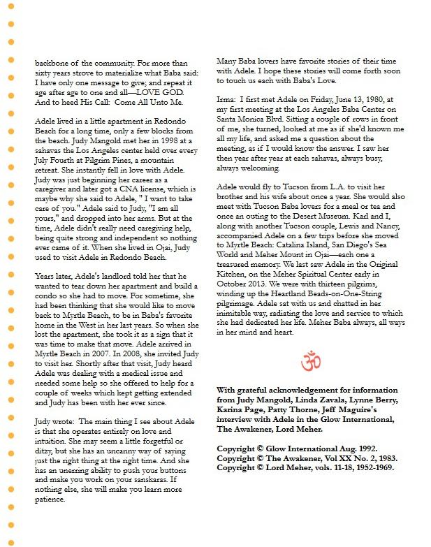 The 6-page article on Adele is courtesy of Om Point magazine - Autumn 2015
