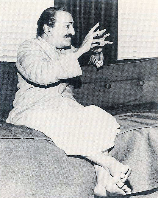  31st July, 1956 - Los Angeles : Meher Baba during a newspaper interview.