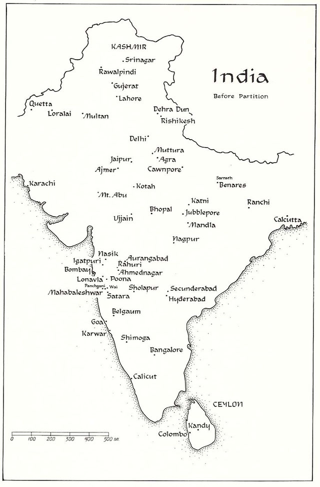 Meher Baba touring map of then British India. Courtesy of Love Alone Prevails ; Kitty Davy - p 689