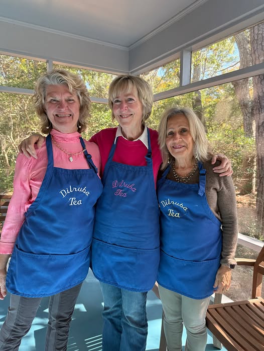 2025 : Tea ladies at Dilruba, Meher Center, Myrtle Beach. (L-R) Janet Files, Ann O'Neil & Terri Barton.