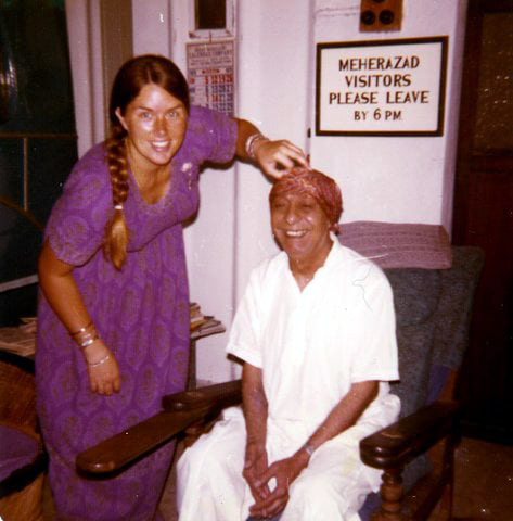 Vesta fooling with Pendu Irani at Meherazad, India