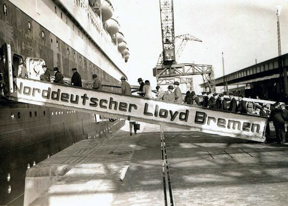 Boarding the SS Bremen.