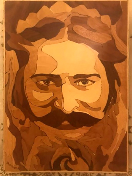  Timber inlay portrait of Meher Baba by Shaheen Khorsandi