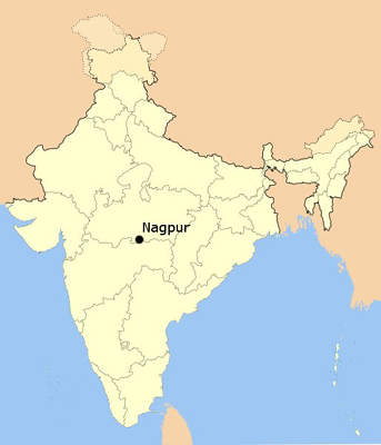 India map showing Nagpur