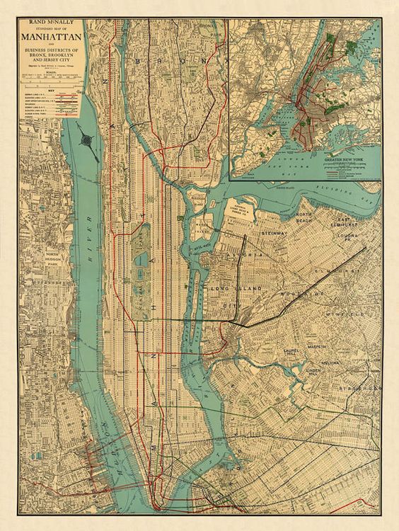 Map of Manhattan, New York City from 1922