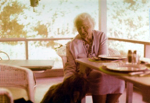 Elizabeth at Dilruba's back porch.