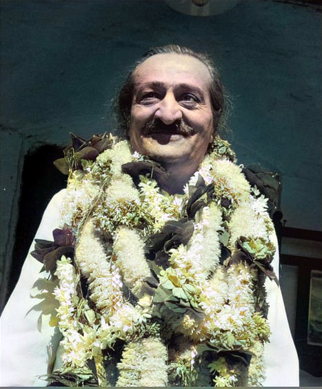 36. Baba garlanded. Colourization by Nagendra Gandhi