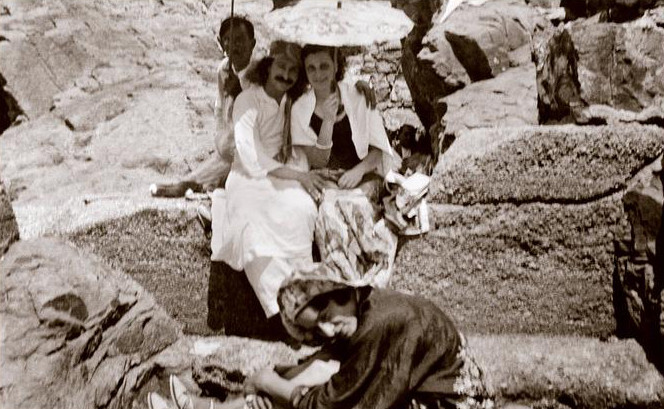 Baba with Minta. Delia is front of them and with Chanji behind them.
