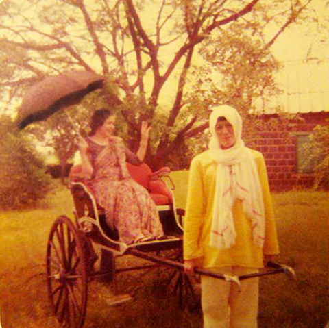 India - October 1977 ; Eric pulling the rickshaw with Mani Irani seated