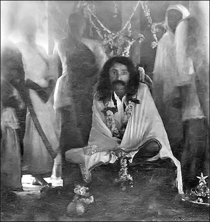 Baba sitting on the Sai Darbar platform, probably on the morning of February 19, 1926 - AMB Archives