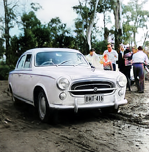 1958 : The Peugot car that John Bruford drove Meher Baba at Avatar's Abode during Baba's visit. Image coloured by Anthony Zois.