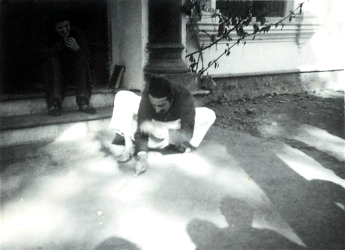 Baba in Jabalpur, January, 1939 at the time He was playing marbles with Meherwan Jessawala, Irene Billo looking. Courtesy of the Jessawala Collection - AMB Archives, Meherabad, India.