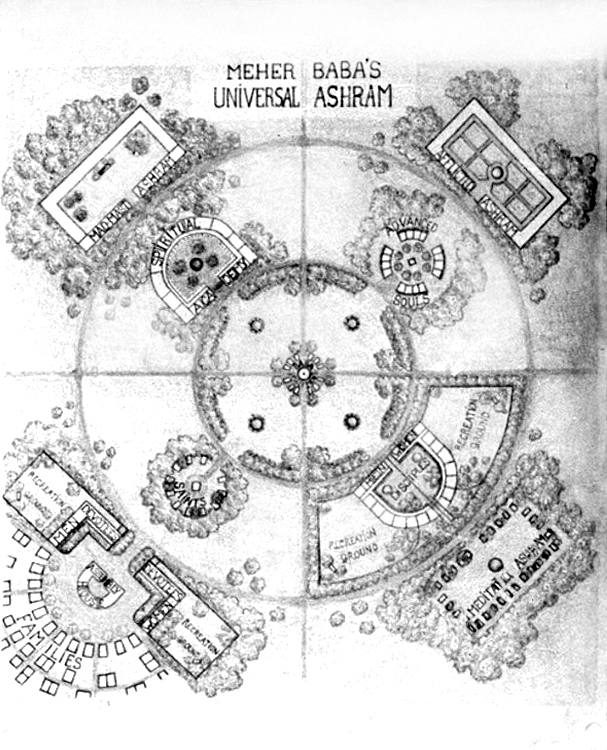 1938 Ashram plans drawn by Walter Mertins & rendered by his wife Hedi Mertens. 