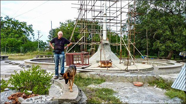 Architect Ted Judson (with friend) at the Memorial construction site.