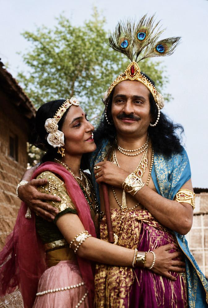 Mid 1930s : Meher Baba with Mehera Irani in Indian costumes. Image rendition by Anthony Zois.