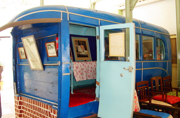 The Blue Bus mounted at Meherazad, India