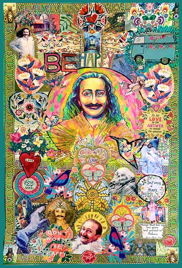 Meher Baba collage orint - courtesy of white horse healing works