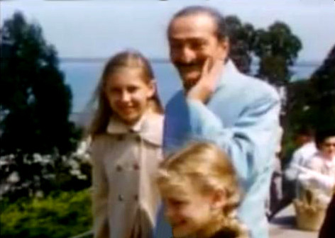 1956 - Diane ( 13y.o.) with Meher Baba at Coit Tower over-looking San Francisco harbour  - image excerpts from "Meher Baba's Grace"