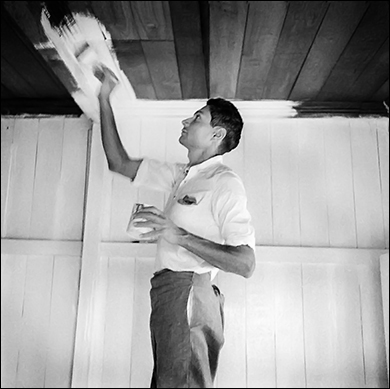 Padri painting the inside of Baba's cabin in 1936 or '37