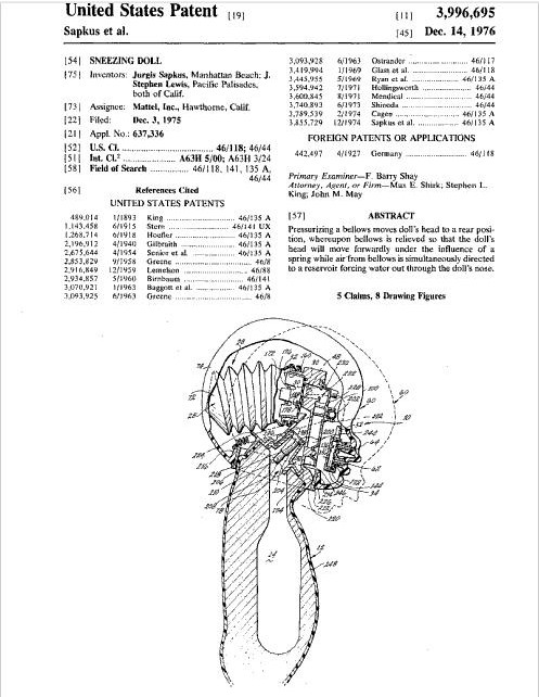 Jurgis took out a patent for a squeezing doll