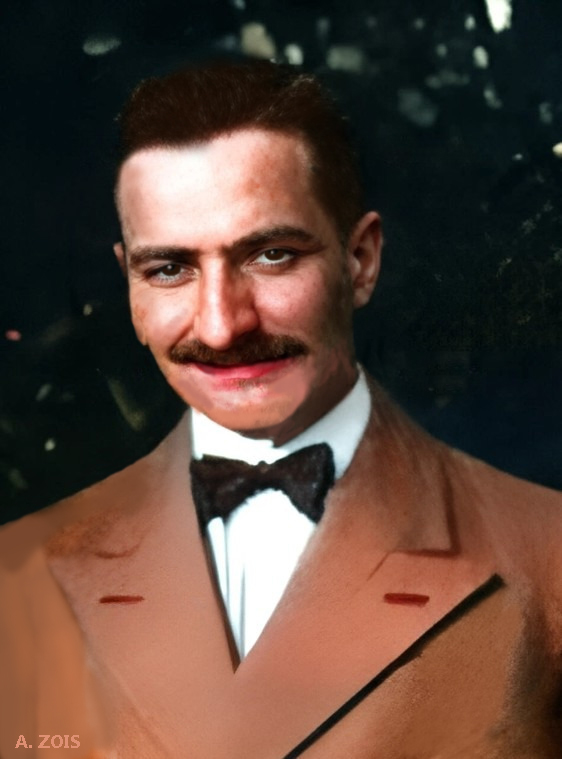 40. 1936 - Paris, France. Baba with his hair tired back.