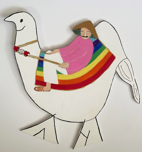 Baba riding the Mischievous Chicken 
