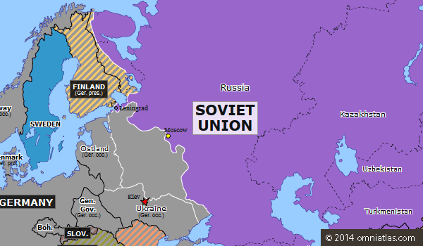 The grey on the map shows the furthest the Axis forces went into the USSR