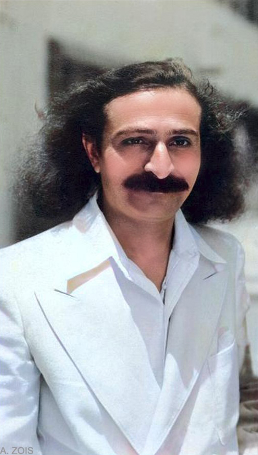 1932 - Meher Baba in Hollywood, California. Image rendition by Anthony Zois.