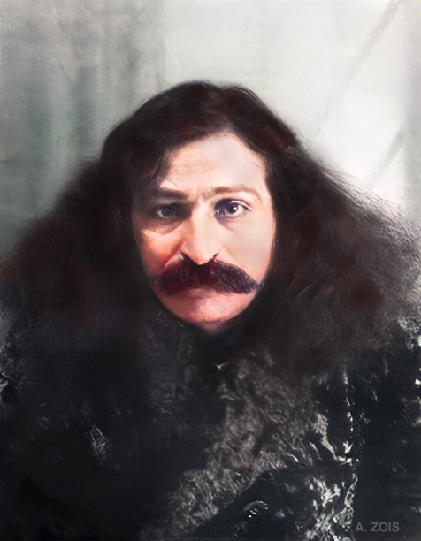 1931 : Meher Baba's passport photo ( B/W ). Image colorized by Anthony Zois.