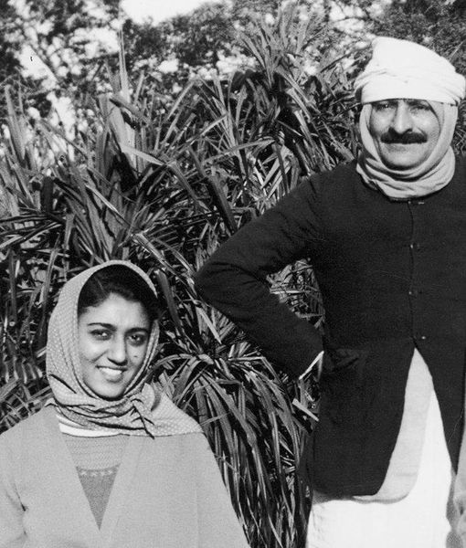 Katie with Meher Baba in the late 1930s in India.