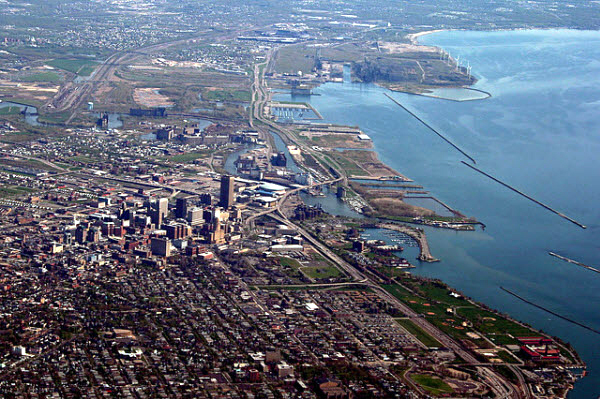 Aerial - Lake Erie on the right