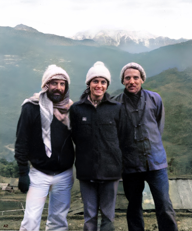 Robert Dreyfuss, Barry Alpert, Cherie La Rosa Longo in Sikkim India. Image rendition by Anthony Zois.