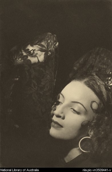 Photo by Max Dupain : Portrait of Olga Valevska, also known as Audrey Williams, from the Monte Carlo Russian Ballet, 1936 or 1937 (Picture)     Ballets Russes Australian tours ;