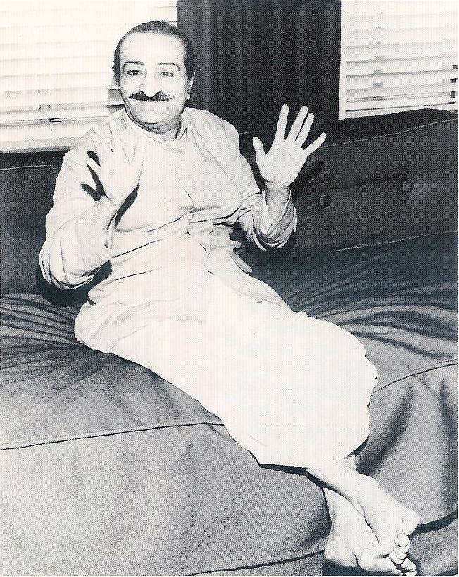 31st July, 1956 - Los Angeles : Meher Baba during a newspaper interview.