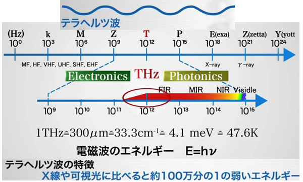 自然界のテラヘルツ波動は科学的に認知され、その応用研究が進められていますよ。 可視光(ヒト)の100万の1(細胞の大きさ)。富士山をヒトと相似すると細胞の大きさはゴルフボ-ル位の大きさで、ちょうど100万の1となり、細胞の可視光となります。