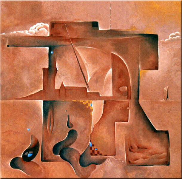 Mystische Verschlossenheit - Öl auf Leinwand, 90cm x 90cm, Juli 2001