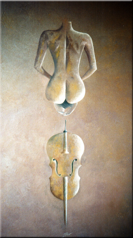 Identifizierung einer Frau mit ihrem Cello - Öl auf Leinwand, 80cm x 125cm, Oktober 1996