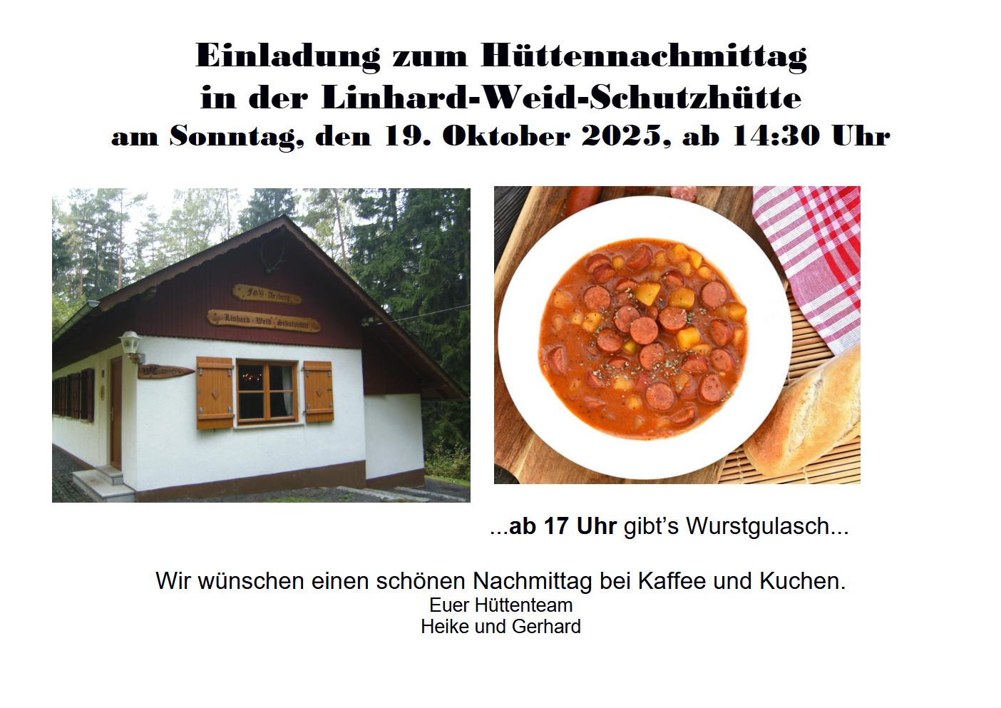 Hüttennachmittag am 19.10.2025
