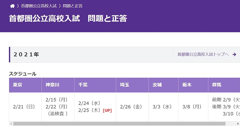 埼玉県公立高校入試問題,問題と正答,東京新聞