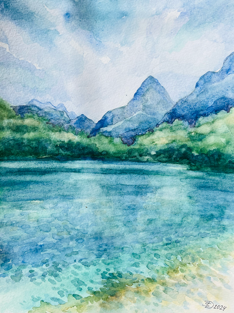 Mondsee, Aquarell auf Papier, 29,5 x 41,5 cm