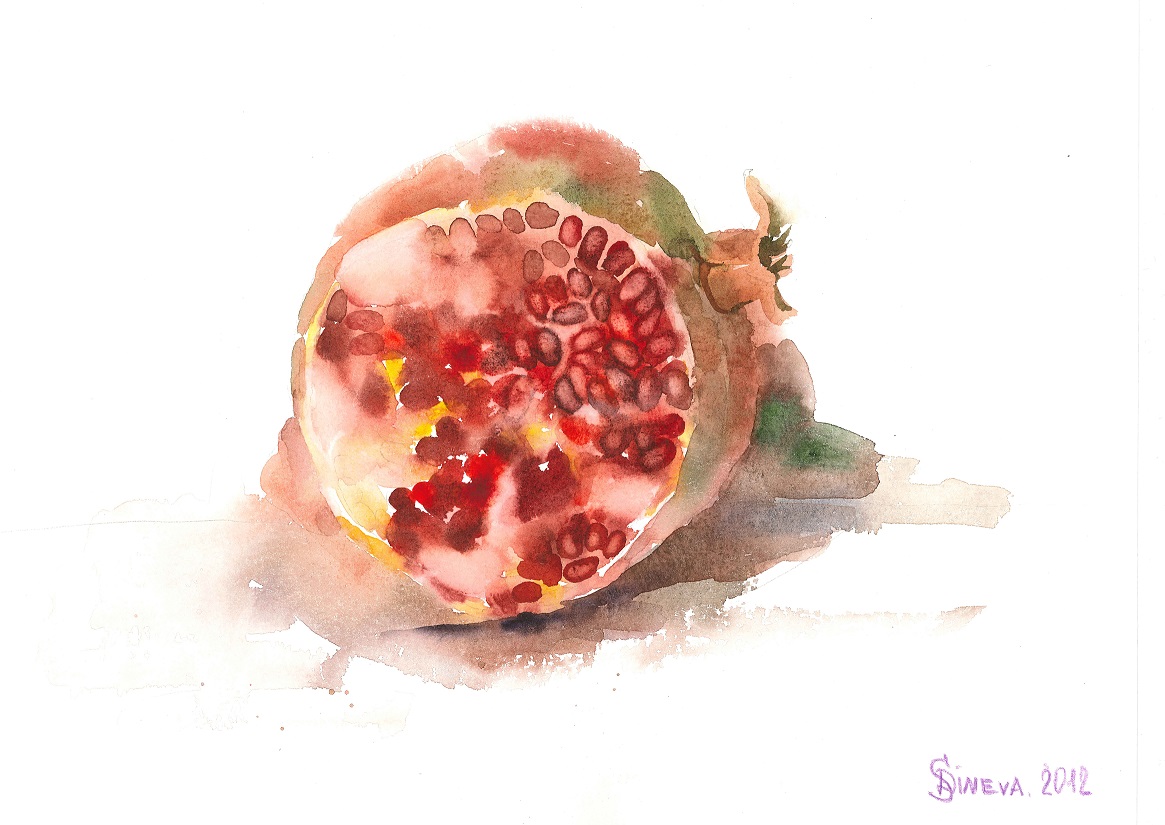 Granatapfel_1, Aquarell auf Papier, 30x40 cm