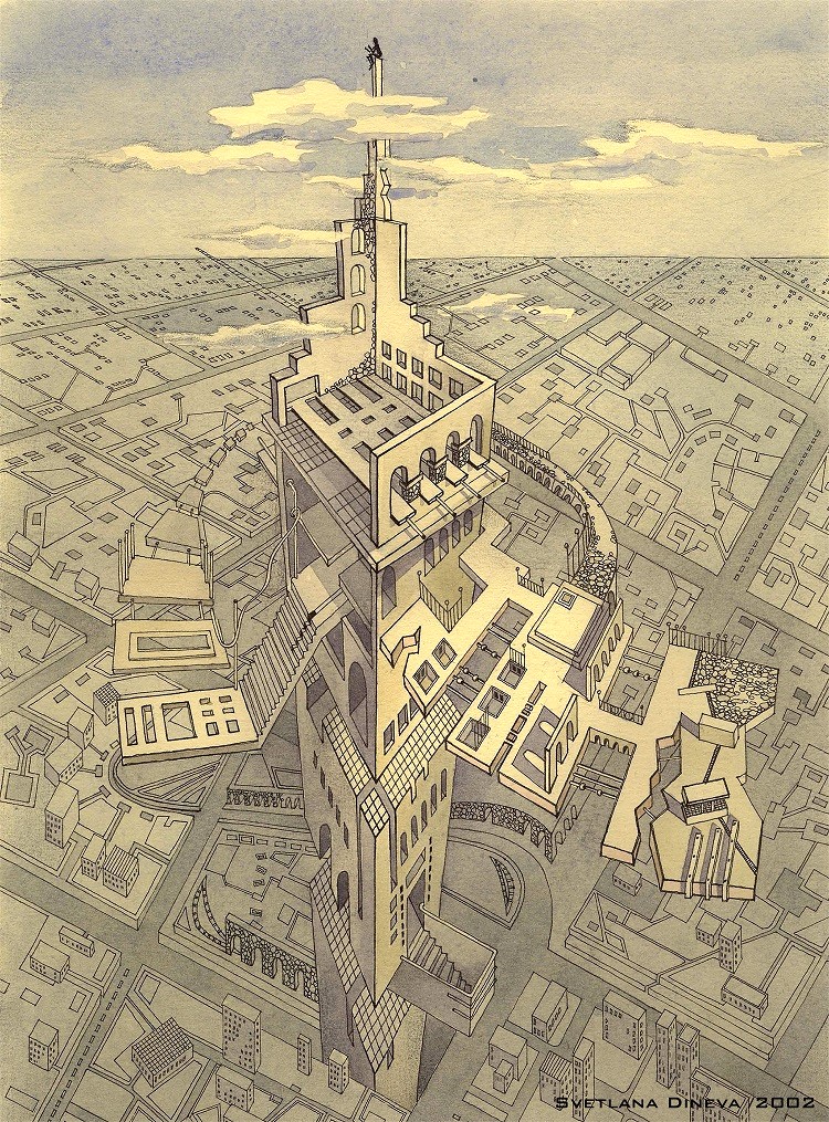 Einsamkeit, Fineliner und Aquarell auf Papier, 21x29,7 cm