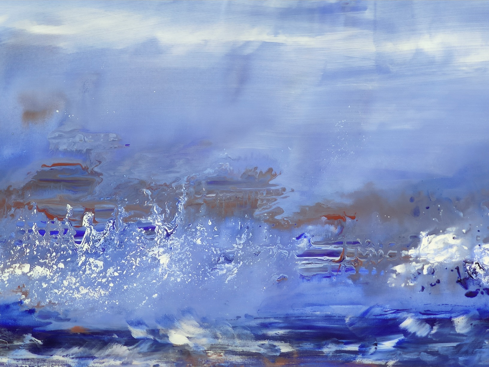 Atlantik, Fingermalerei mit der linken Hand, Acryl auf Papier, 80 X 100 cm