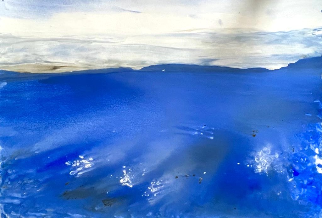 Schwarzwald, Fingermalerei, Acryl auf Papier, 50x70 cm