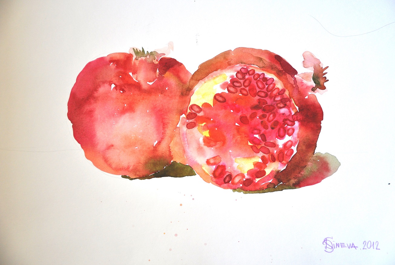 Granatapfel_2, Aquarell auf Papier, 30x40 cm