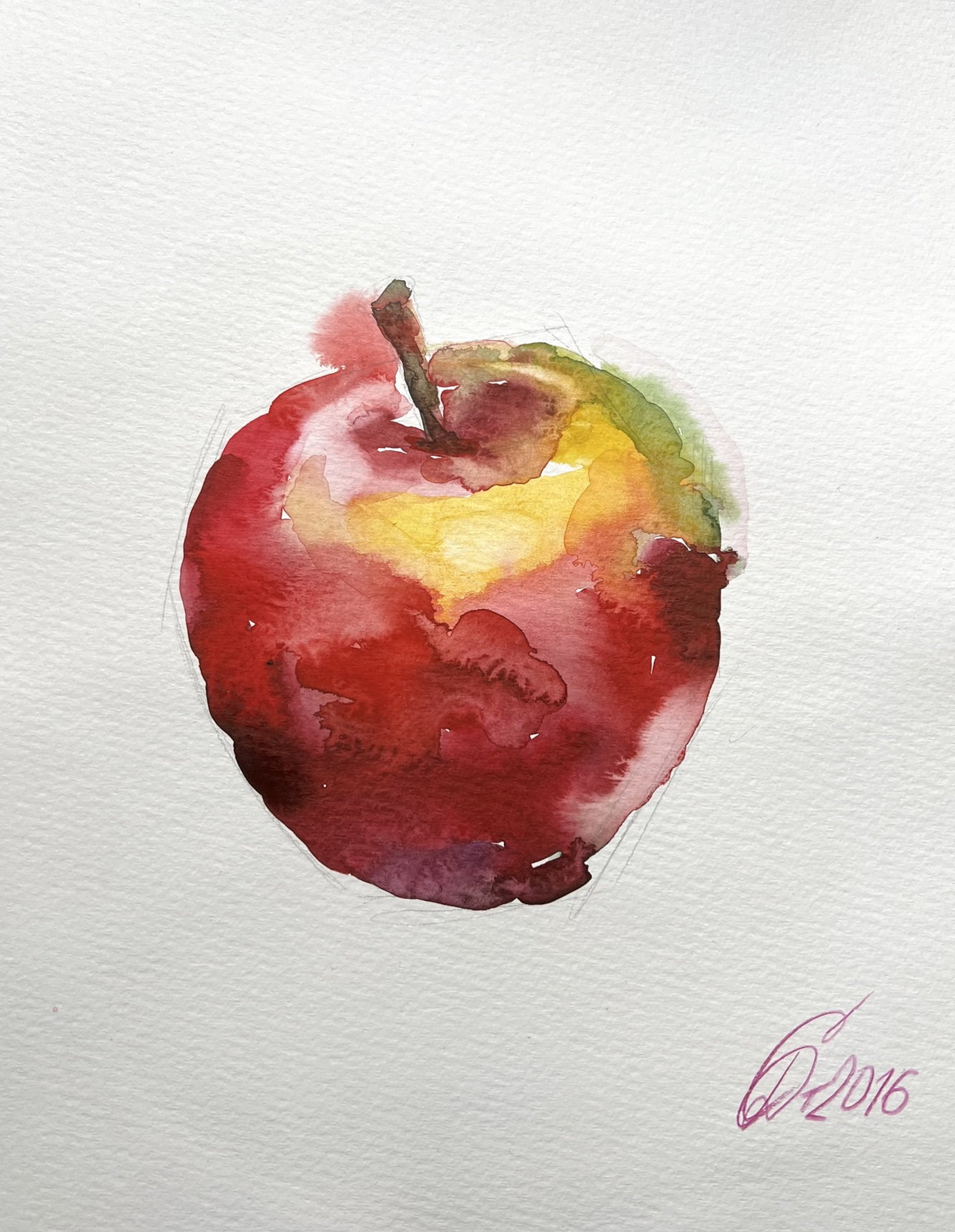 Apfel, Aquarell auf Papier, 30x40 cm