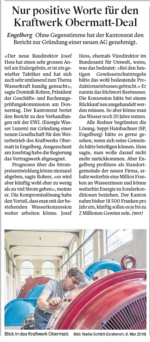 Obwaldner Zeitung vom 24.05.19