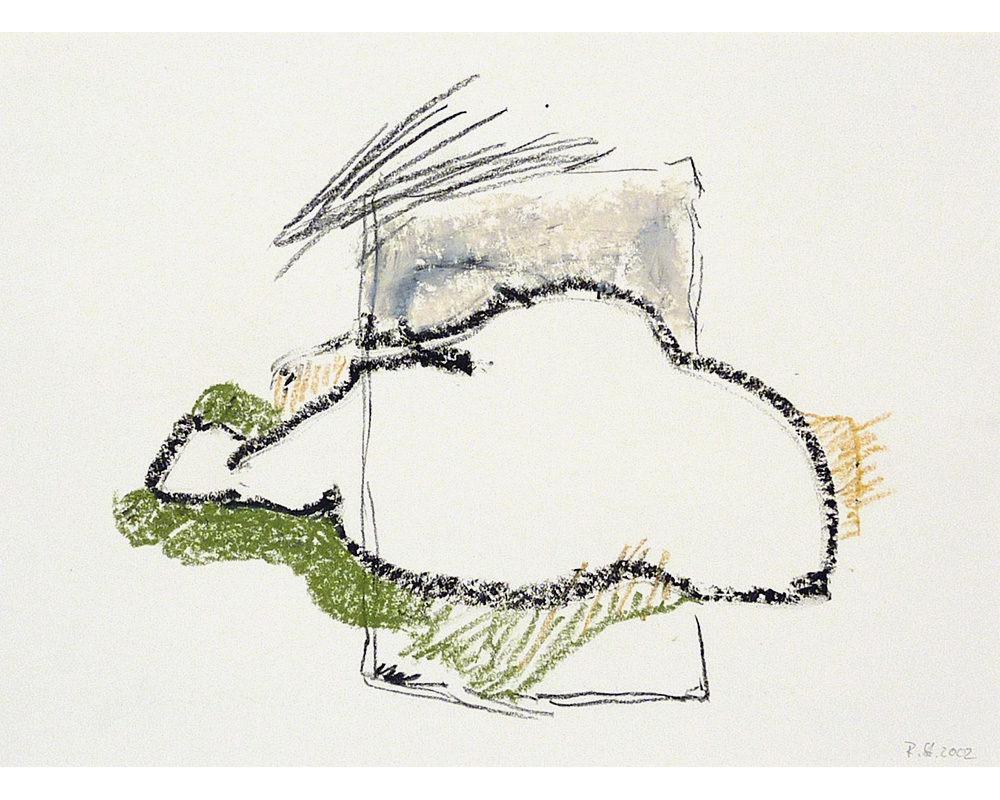 Im Kontakt mit … (6), 2003, Ölstick auf Papier, 29,7 x 21 cm