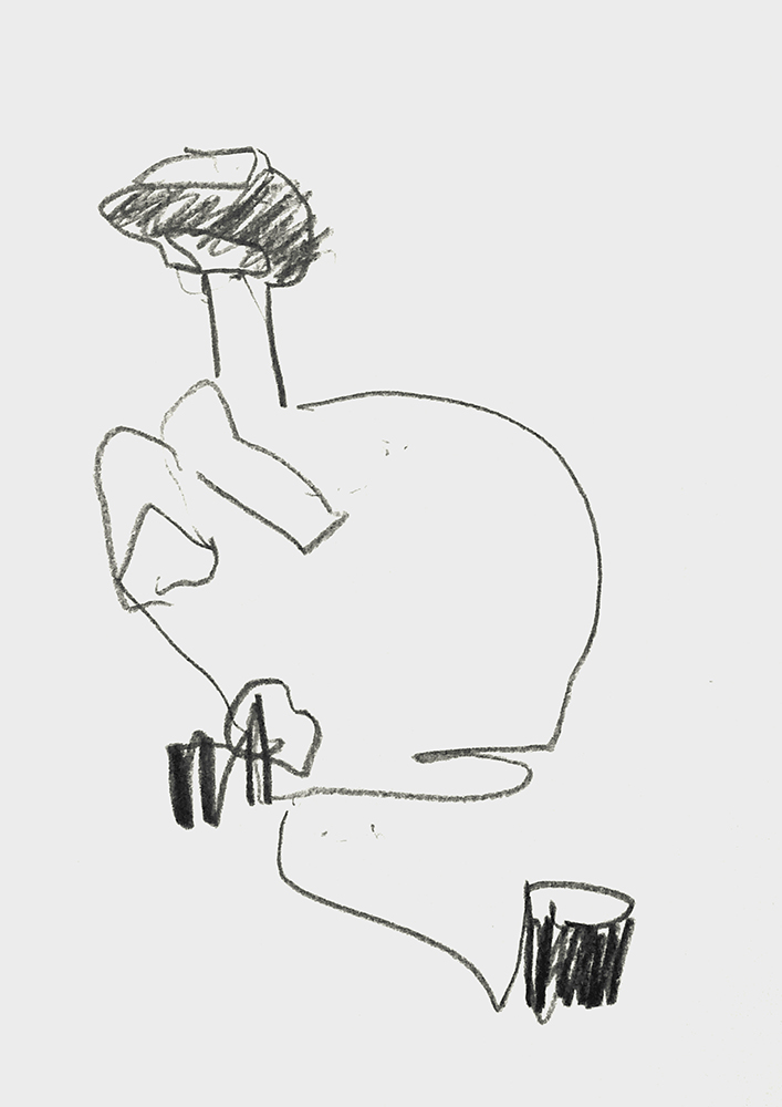 Figur im Raum (9), 2001, Grafit auf Papier, 42 x 29,7 cm
