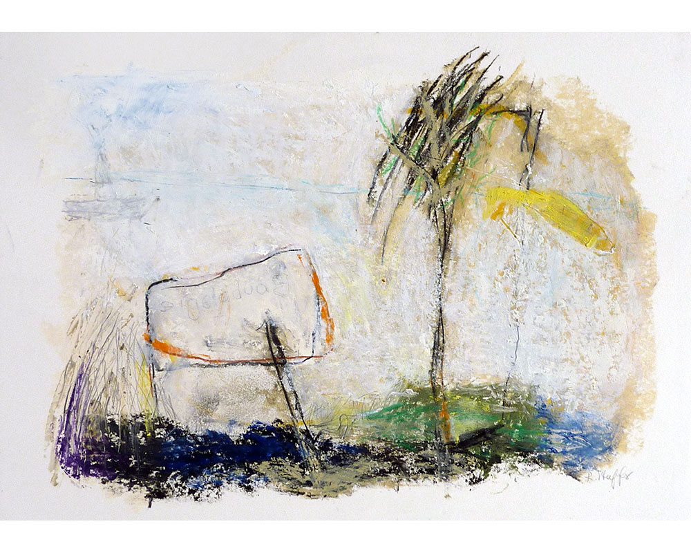 Im Kontakt mit … (3), 2003, Ölstick auf Papier, 29,7 x 42 cm
